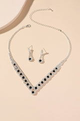 Braided Rhinestone Clavicle Necklace And Earrings Set
