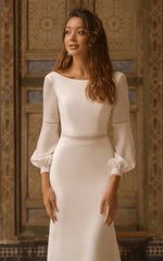 Casual Mermaid Bateau Chiffon Sweep Train Wedding Dress