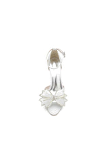 Chic Open Toe Beaded Hollow-out Wedding Shoes With Bow
