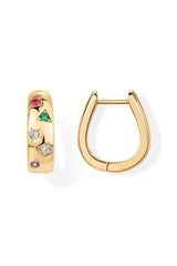 Chunky Huggie Earrings Crystal