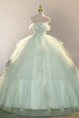Elegant 3D Flowery Sage Green Tulle Fairy Ball Gown