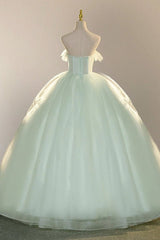 Elegant 3D Flowery Sage Green Tulle Fairy Ball Gown