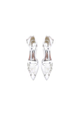 Elegant Ankle Strap White Wedding Shoes With Rhinestone Flower