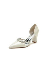 Ivory High Heels with Crystal Bow Embellishment