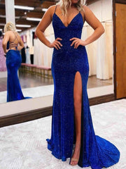 Elegant Royal Blue Mermaid Long Party Dress