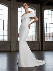 Elegant Trumpet Mermaid Off-The-Shoulder Elastic Satin Wedding Dresses