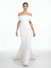 Elegant Trumpet Mermaid Off-The-Shoulder Elastic Satin Wedding Dresses
