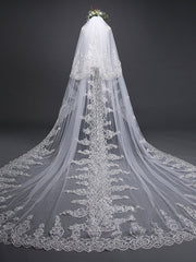 Exquise Floral Lace with Shaped Edge Cathedral Veil Bridal Veil Wedding Veil