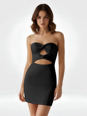 Black - Strapless Sheath Short Homecoming & Cocktail Dresses With Keyhole