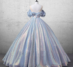 Glitz A Line Sky Blue Off The Shulder Sequined Quinceanera Dresses