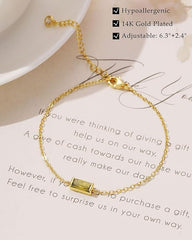Gold Adjustable Chain Bracelets with Birthstone