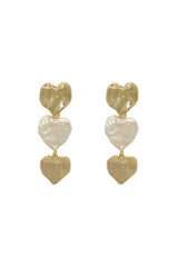 Gold Heart Shape Pearl Earrings