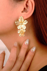 Gold Large Double Flower Earrings