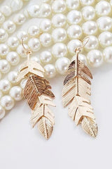 Gold Leaf Feather Earrings