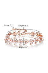 Gold Zirconia Pearl Bracelets with Leaf Filigree