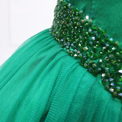 Green Beading Off the Shoulder Sweep-Train Quinceanera Dresses