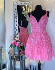 A-Line Short Homecoming Dress with Appliques