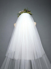 Ivory Lace Cathedral Veil with Blusher Long Wedding Veil