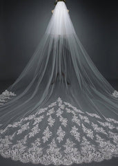 Ivory Lace Cathedral Veils with Blusher