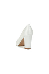 Ivory Lace High Heels with Wooden Heel