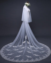 Ivory Tulle & Lace Cathedral Veil Blusher Veil