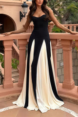 White - Spaghetti Straps Sleeveless A Line Satin Long Prom Dresses