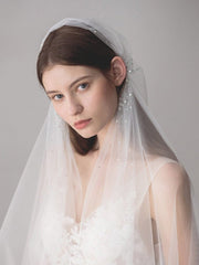Knee Length Juliet Cap Veils Asymmetrical Hem Bridal Veil