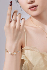 Lucky Four Leaf Clover Silver Ring