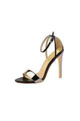 Open Toe Ankle Strap Patent Leather Stiletto Heels