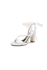 Pearl Open Toe Ankle Strap High Heels