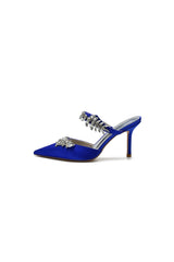 Pointed Toe Crystal Flower Strap Stiletto Heel