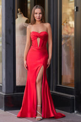 Sweetheart Satin Mermaid Long Prom Dress