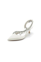 Rhinestone Beaded Pointed Toe High Heels