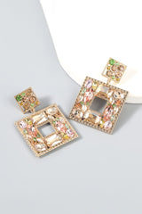 Rhinestone Square Statement Dangle Earrings
