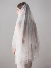 Shiny Bridal Veils with Gold Star Sparkly Wedding Veil