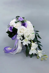 Silk Roses Artificial Cascade Wedding Flowers Bouquets