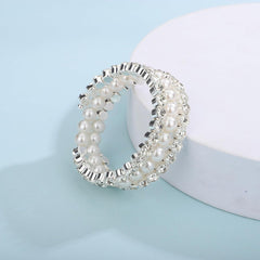 Pearl Rhinestone Stretch Wrap Cuff Bracelets