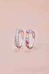 Silver Cross Shaped 5A Cubic Zirconia Colorful Agate Twisted Ring