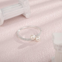 Pearl Rhinestone Layered Wrap Cuff Bracelets