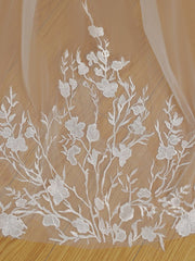 Simple Floral Lace Chapel Train Veil Bridal Veil Wedding Veil