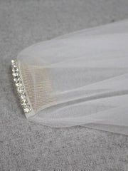 Simple Ivory Tulle Drop Veil Crystal Comb Wedding Veils