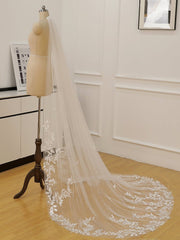 Simple Leaves Lace Chapel Train Veil Bridal Veil Wedding Veil