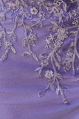 Charming Mermaid V Neck Sage Green Slit Prom Dresses with Appliques