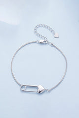 Sterling Silver Bracelet Chain with Heart Pin