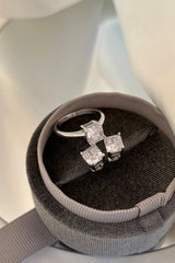 Sterling Silver Simple Square Zircon Ring