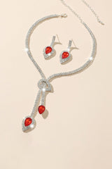 Vintage Teardrop Gemstone Necklace And Earrings Set