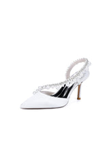 Royal Blue High Heels with Pearl and Crystal Embellishments Description