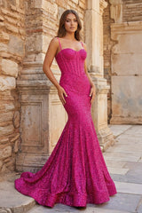 Mermaid Sweetheart Sky Blue Sequins Prom Dresses