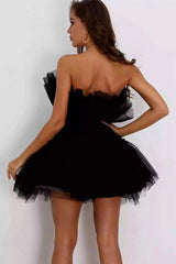 Cute A Line Strapless Black Short Homecoming Dress