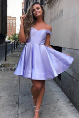 A-Line Satin Off-Shoulder Homecoming Dress